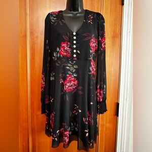 American Rag Black and Red Floral Dress